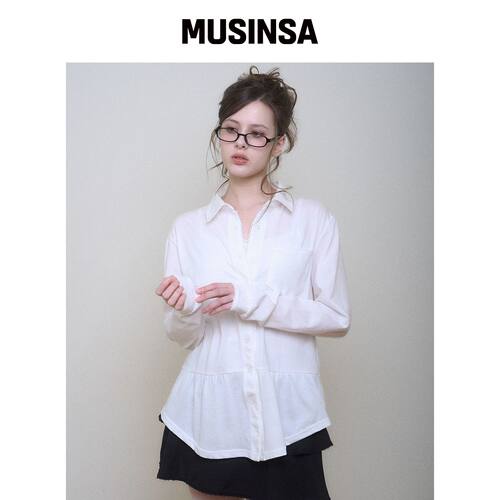 BELLIALEU 经典棉质蕾丝衬衫 - 白色 MUSINSA韩国官网直邮进口