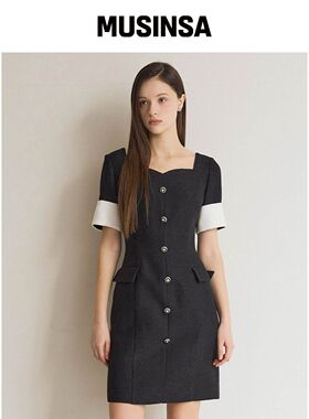 JULIY&CALLA 25SS CALA 110元波浪中长连衣裙 黑韩国官网直邮进口