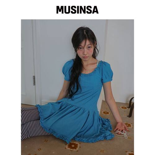 NOCONTENT 396. 椭圆图案连衣裙 _ 蓝色 MUSINSA韩国官网直邮进口