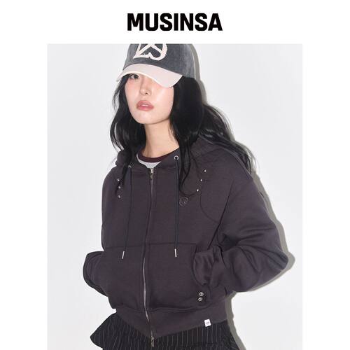 ILLIGO 铆钉连帽拉链外套 炭灰色 MUSINSA韩国官网直邮进口
