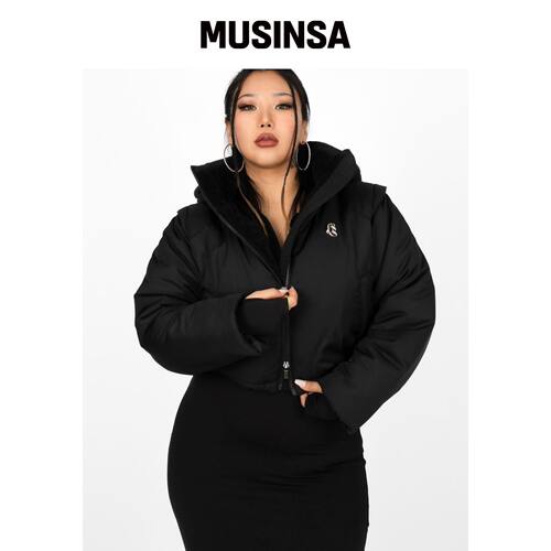 COOLSIS CS FUR CROP PUFFER JACKET-011 (黑色)韩国官网直邮进口