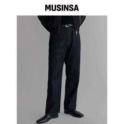 BOWLOW PRODUCT 直筒剪裁牛仔裤 [黑色]韩国官网直邮进口MUSINSA