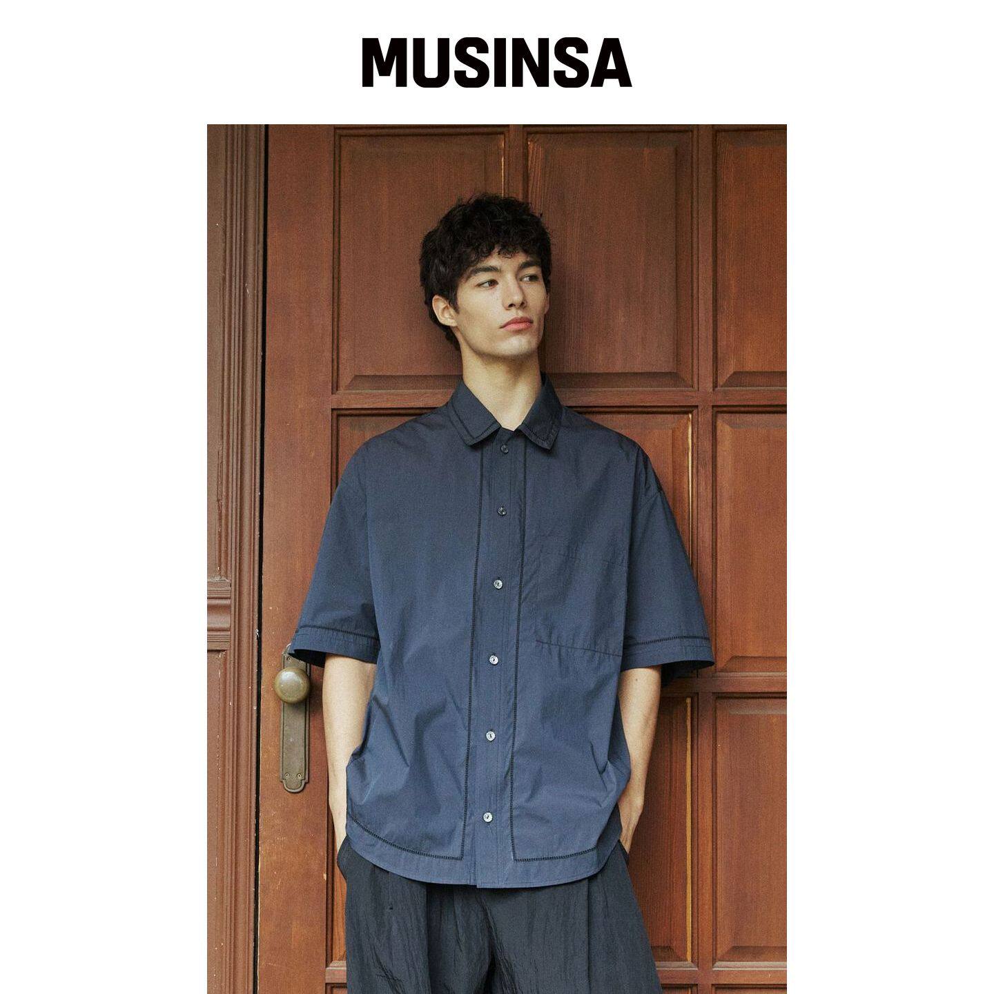 BER DE NOIR 刺绣打孔衬衫 (茶色) MUSINSA韩国官网直邮进口