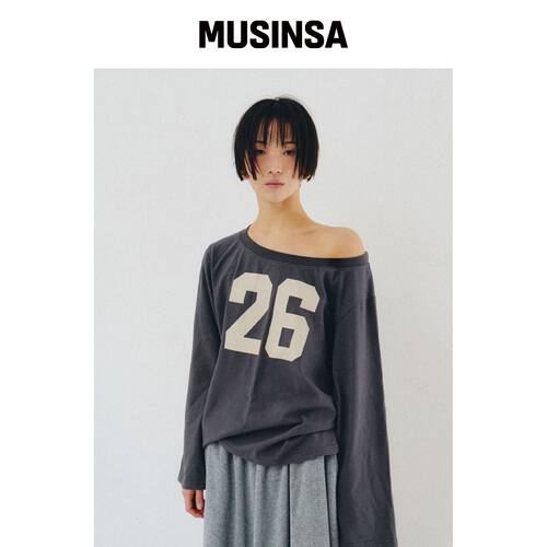 PLZPROJECT 26 长袖T恤，炭灰色 MUSINSA韩国官网直邮进口