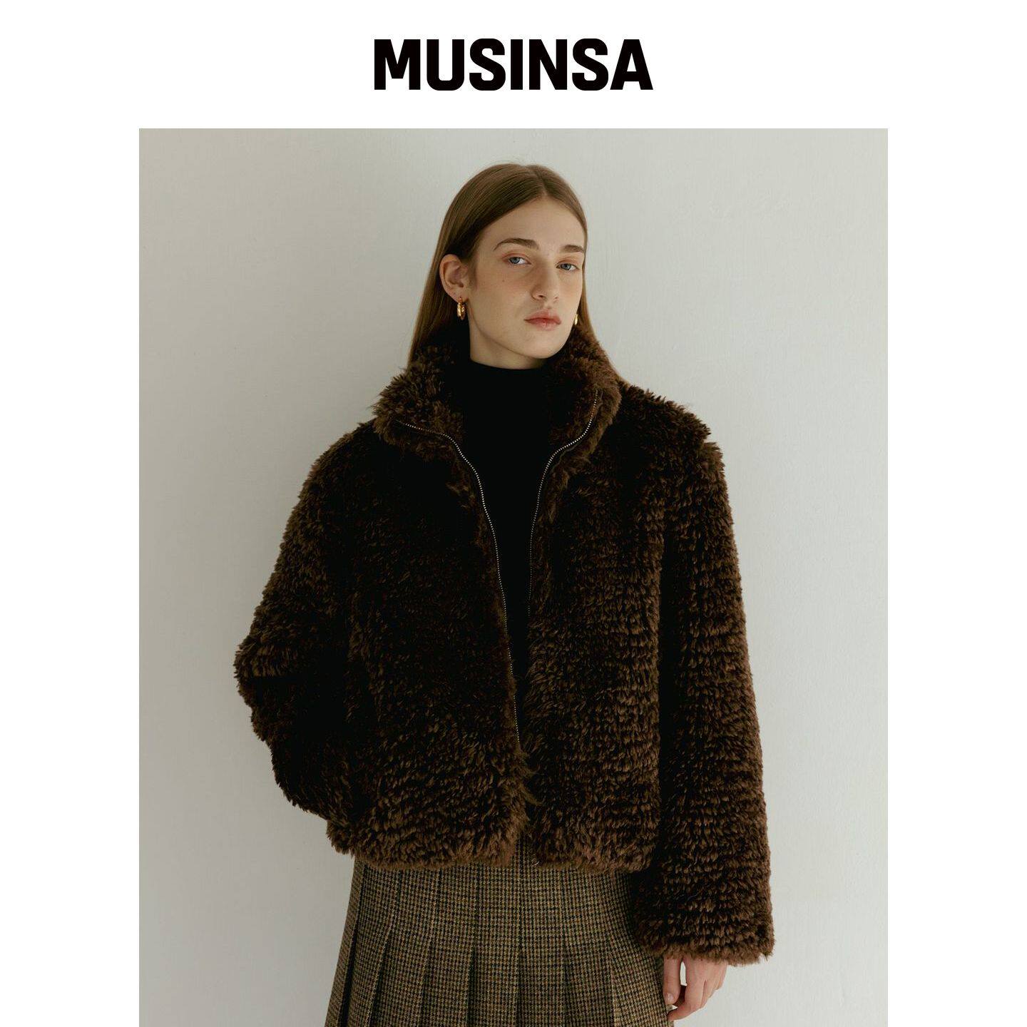 TTUDEMENT TEDDY FUR JUMPER 深棕色 MUSINSA韩国官网直邮进口