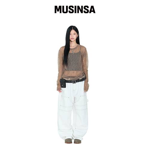AAKAM 透视针织长袖衫米色罩衫上衣 MUSINSA韩国官网直邮进口