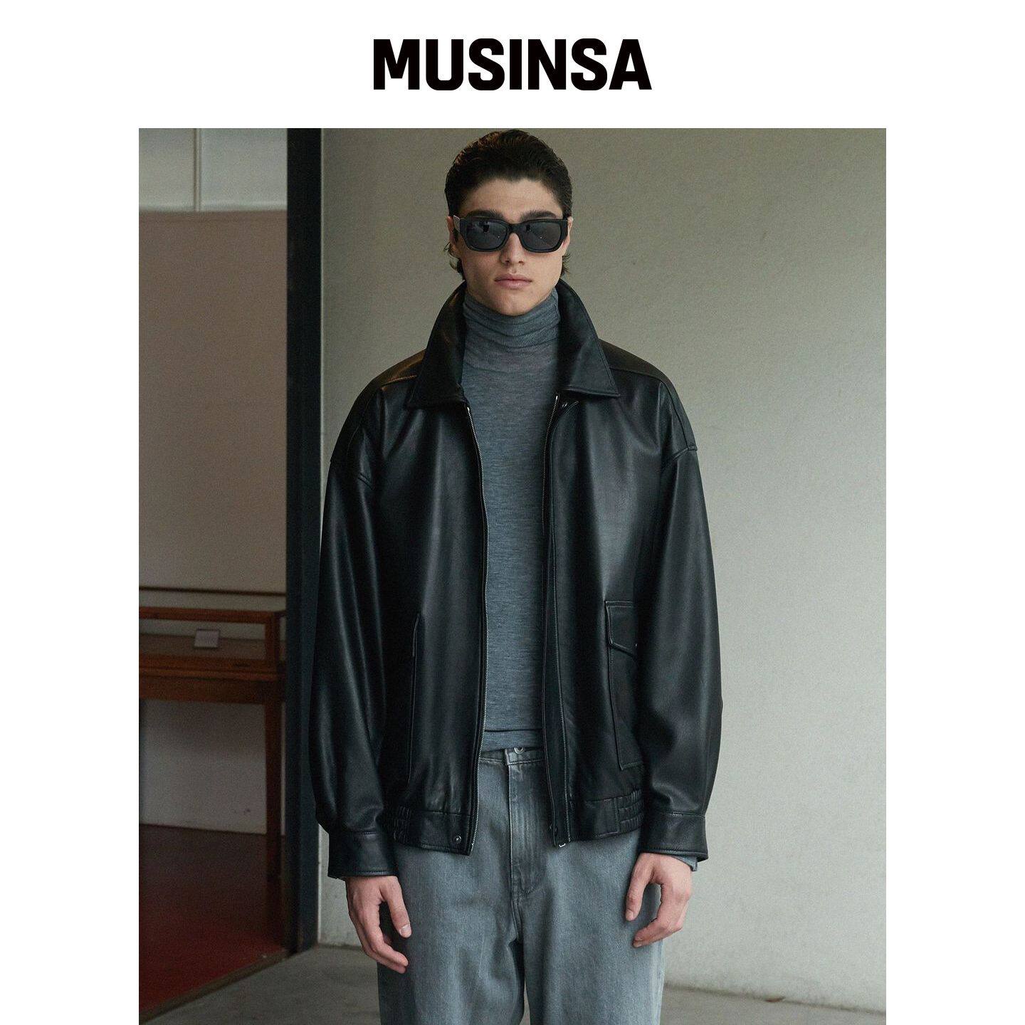 VERDEMAR 植鞣小羊皮宽松飞行夹克男款 MUSINSA韩国官网直邮进口