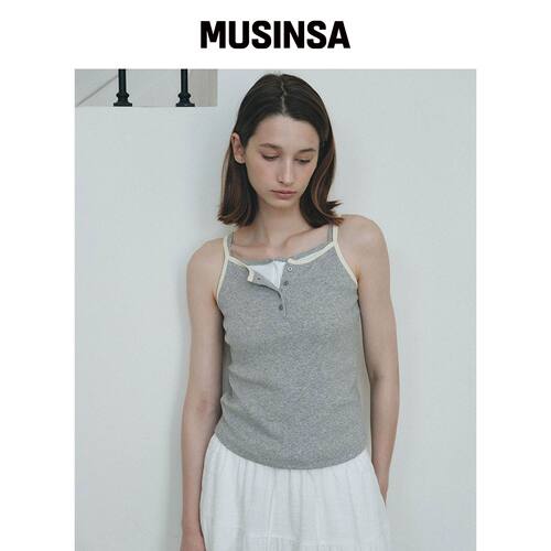 AAU BUTTON UP 无袖衬衫_灰色韩国官网直邮进口MUSINSA