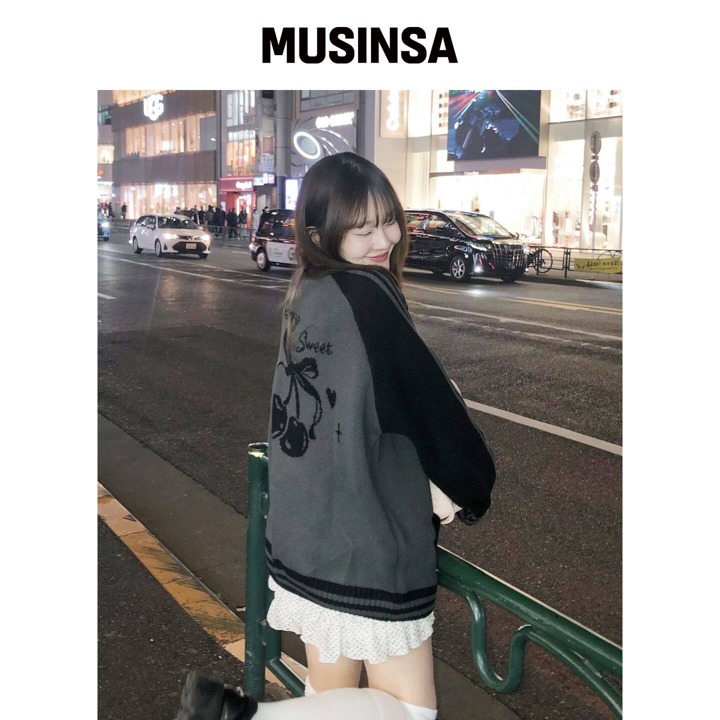 CPGN STUDIO [2-WAY] 甜樱桃针织开衫 黑色 MUSI韩国官网直邮进口
