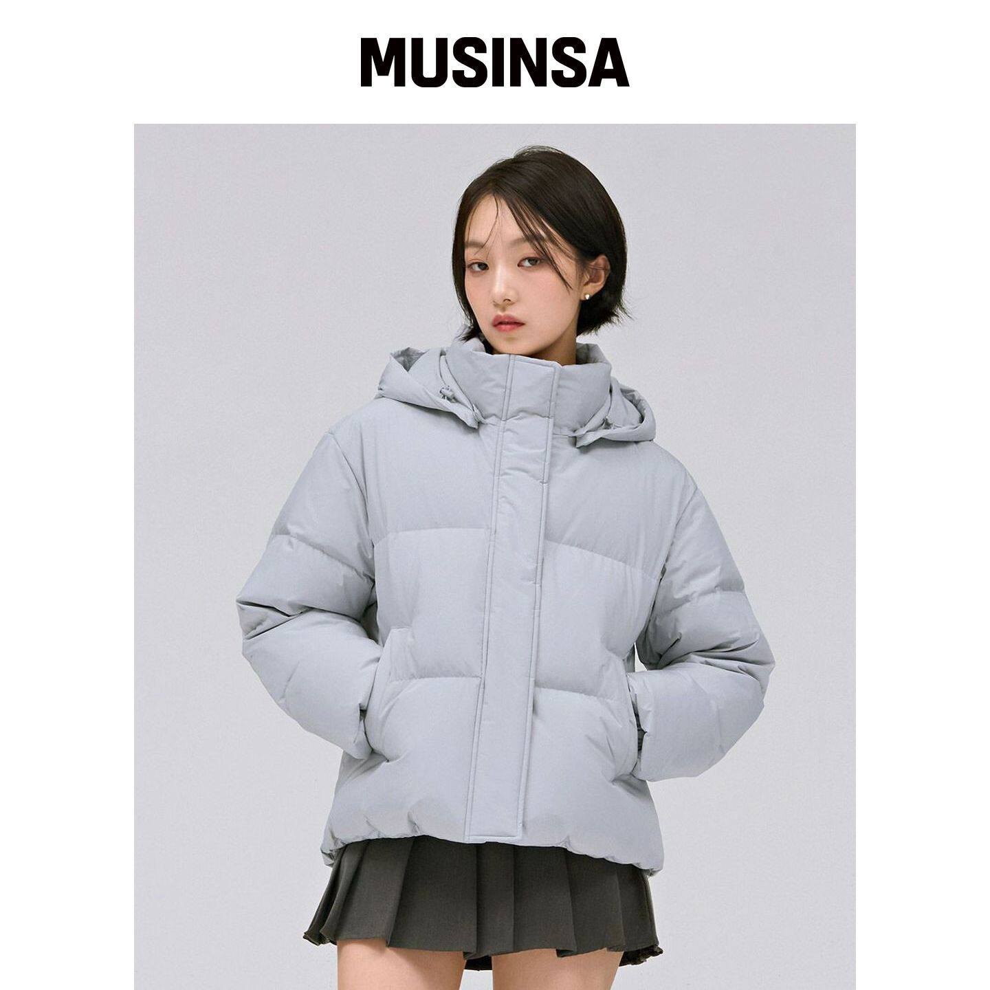 CHASECULT 女性可拆卸连帽羽绒服-浅灰色 MUSINS韩国官网直邮进口
