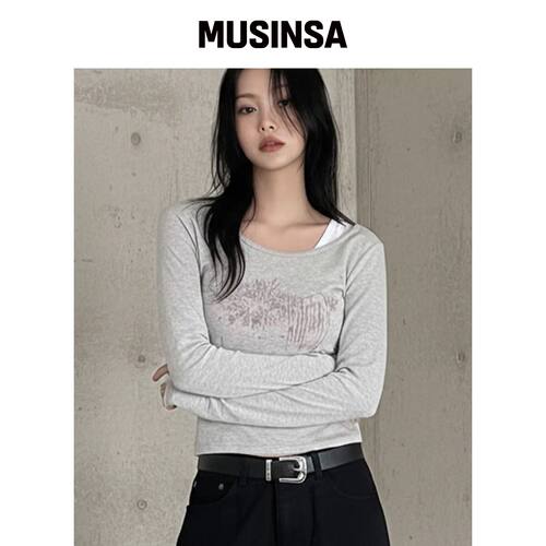 CHICKS リマップ长袖T恤白色混色 MUSINSA韩国直邮官方正品