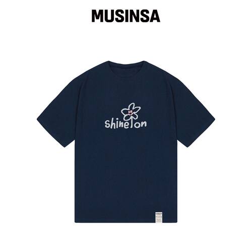 GRAVER [UNISEX]shine on 花朵笑脸短袖T恤_海军韩国官网直邮进口