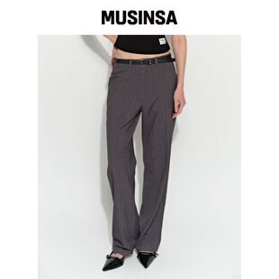 BRIGHTEN 条纹半宽松西装裤 炭灰色 MUSINSA韩国官网直邮进口