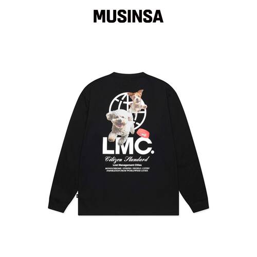 LMC FLYING PUPPY 黑色长袖T恤韩国官网直邮进口