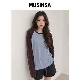 NUNZSI 羊毛混纺柔软插肩T恤 梅子色 MUSINSA韩国官网直邮进口