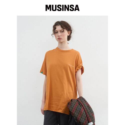 NOCONTENT 397.REVERSE CLEAR LOGO T_橙色 MUSI韩国官网直邮进口