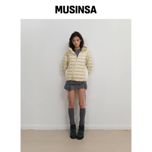 OJOS 轻薄羽绒连帽外套 / 浅黄色 MUSINSA韩国直邮官方正品