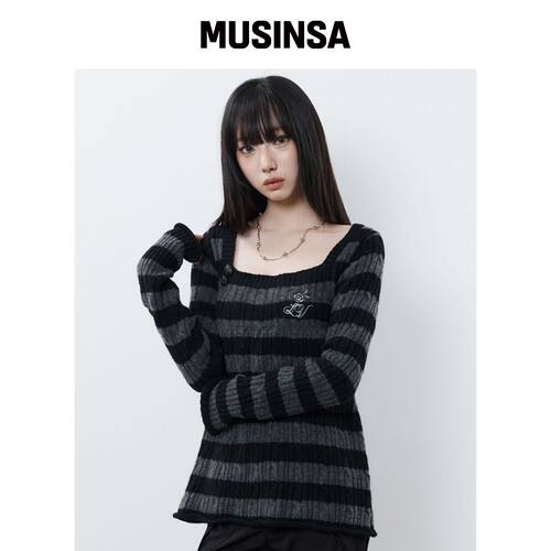LUVISTRUE RL 方领针织衫（黑色） MUSINSA韩国官网直邮进口