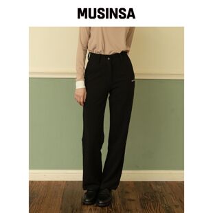 SELITIO 女性经典直筒fit裤子黑色 MUSINSA韩国官网直邮进口