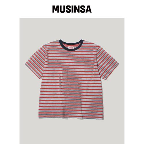 RUSTICCLUB RC RUSTY STRIPE CROP T-SHIRT_RED/韩国官网直邮进口