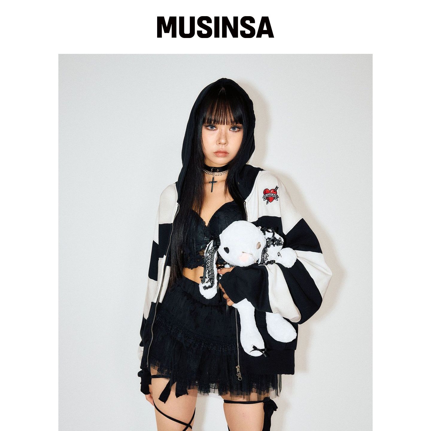 SCHISM INDUCING STEAL HEART 连帽卫衣 黑色 MU韩国官网直邮进口