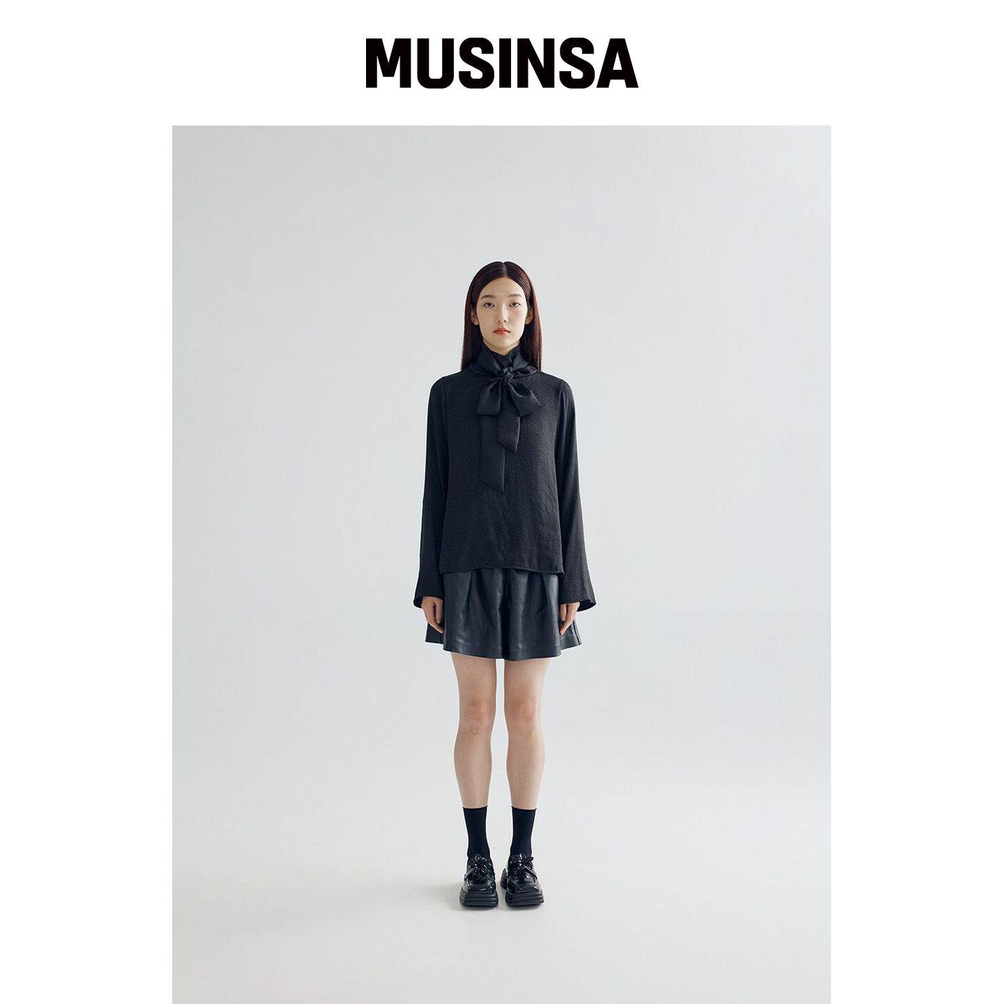 BOMNAL BOUTIQUE 豹纹领带衬衫 _ 黑色 MUSINSA韩国直邮官方正品
