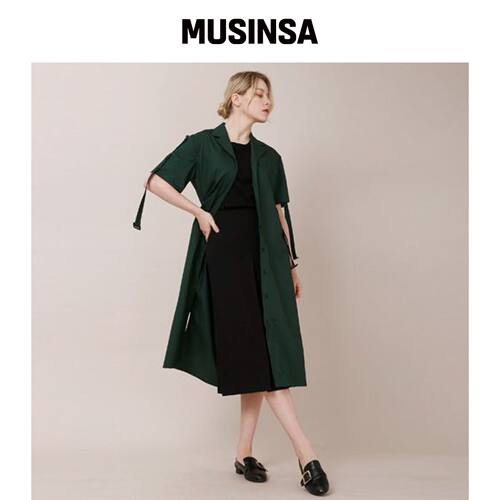 WUNDER GEIST 定制领短袖吊带长款连衣裙 (绿色)韩国官网直邮进口