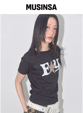 FANCY CLUB FY 豹纹T恤（黑色） F25QB100韩国官网直邮进口