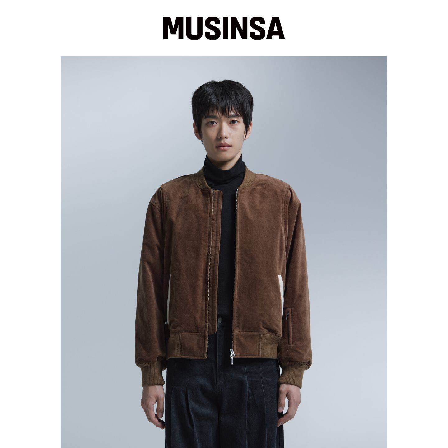 NONBLANK 天鹅绒拉链外套_BROWN MUSINSA韩国官网直邮进口