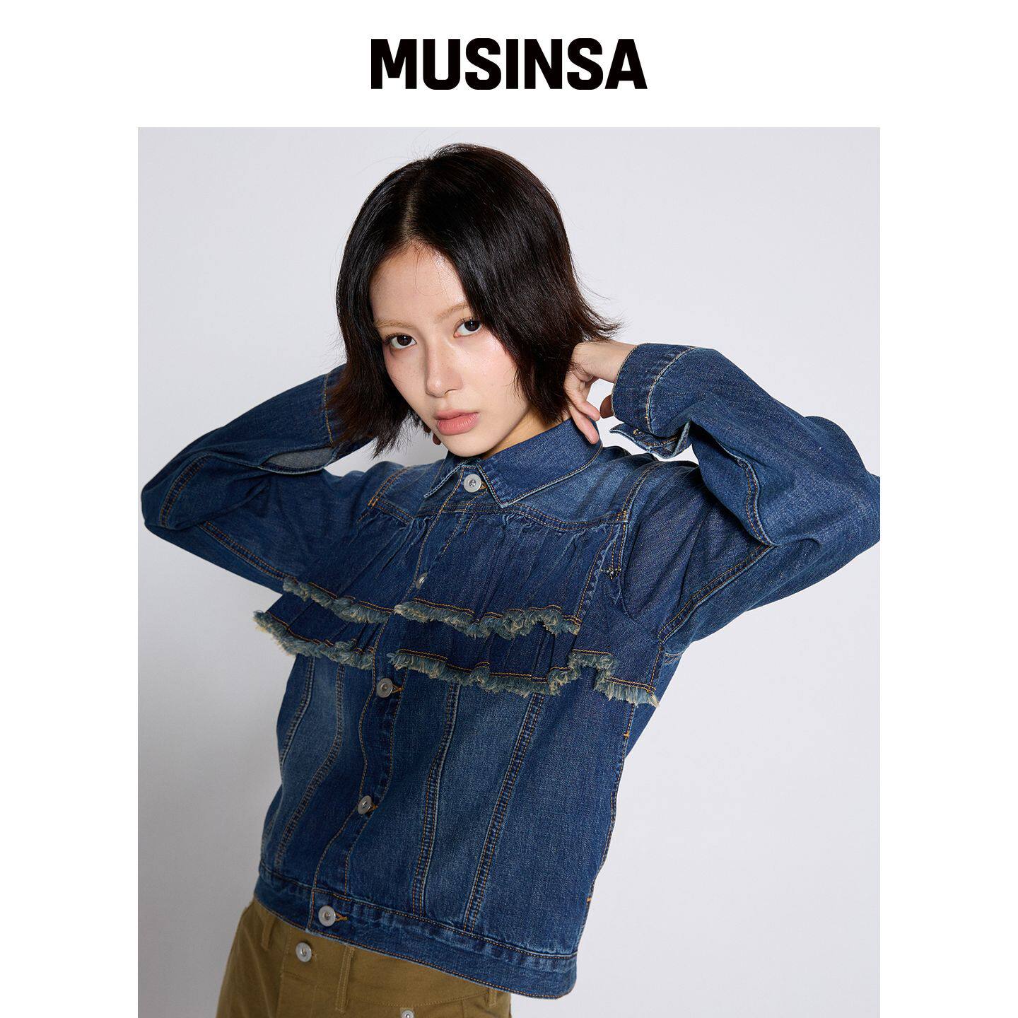 CONY 荷叶边牛仔夹克/蓝色 MUSINSA韩国官网直邮进口