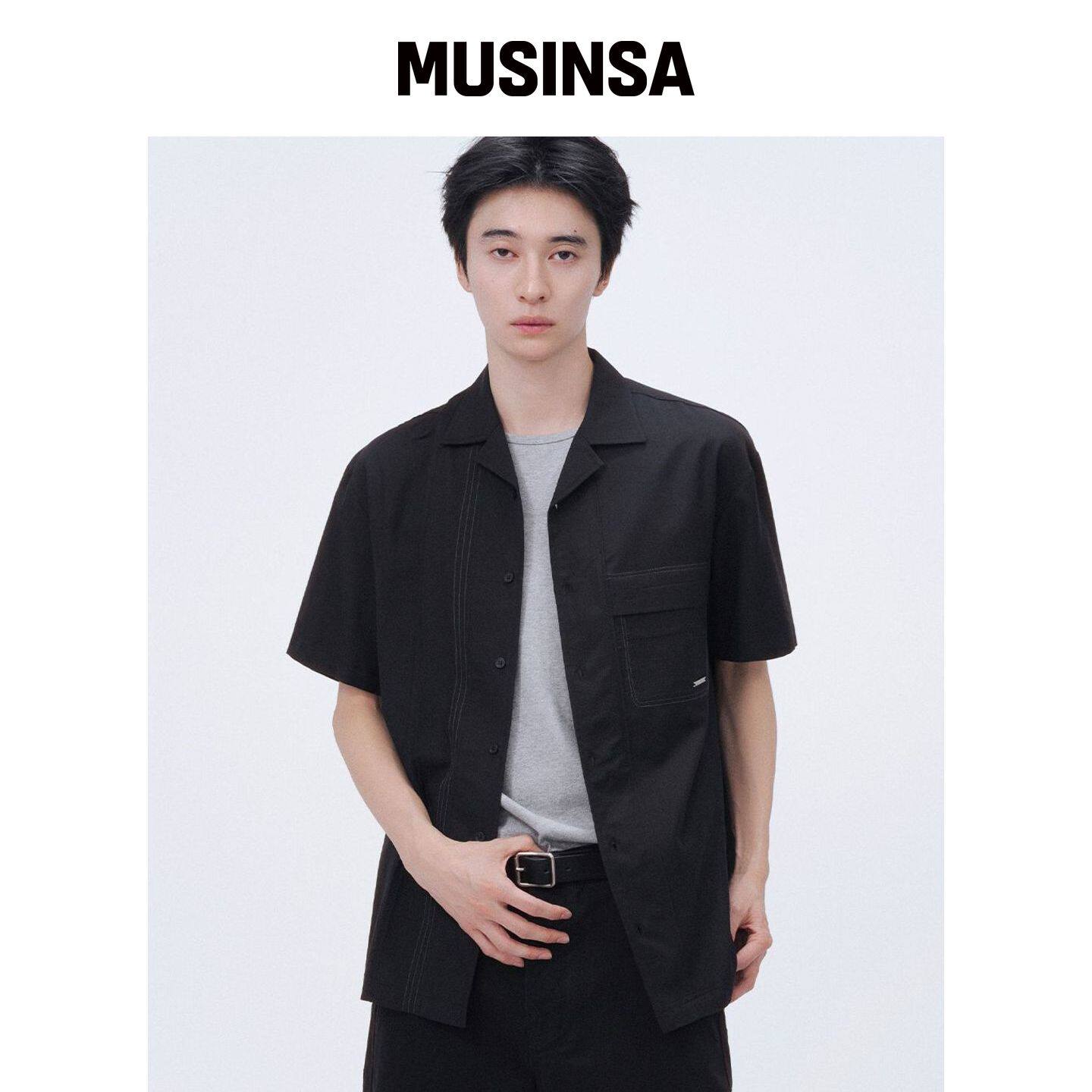 MISEKISEOUL MEN Stitch 保龄球衬衫 黑色 MUSIN韩国官网直邮进口