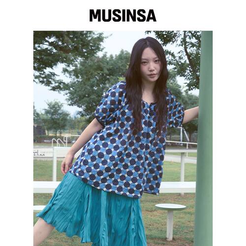 KOOKEESEE 鸡尾酒点点衬衫（蓝色） MUSINSA韩国官网直邮进口