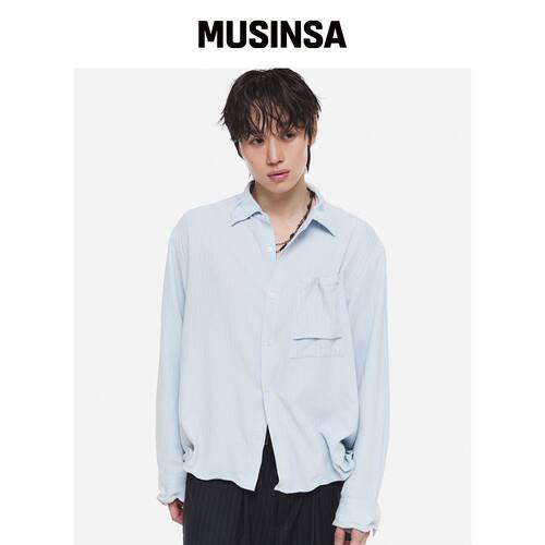 DNSR 皱褶线条衬衫 SKY blue MUSINSA韩国官网直邮进口
