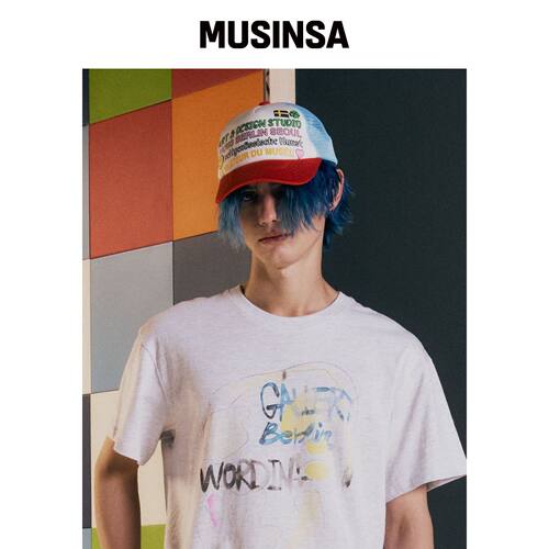 THEMUSEUMVISITOR COLOR TYPO 5片网眼帽（天蓝 韩国官网直邮进口