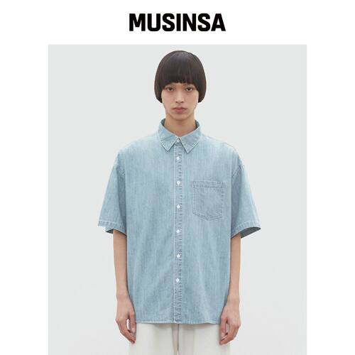 DECET LinenLike 短袖衬衫 DCSH005 浅蓝色 MUSI韩国官网直邮进口