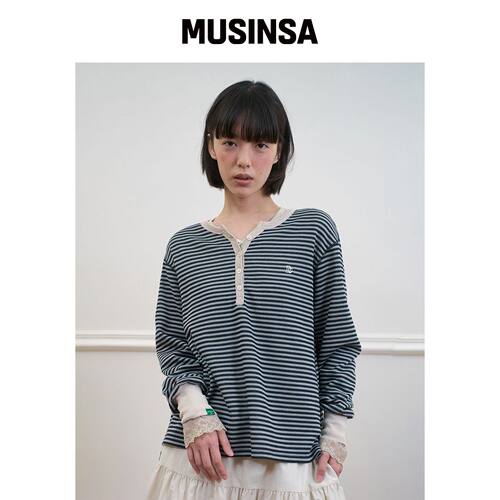 NOCONTENT 256. 低调条纹T恤 _ IVORY MUSINSA韩国官网直邮进口