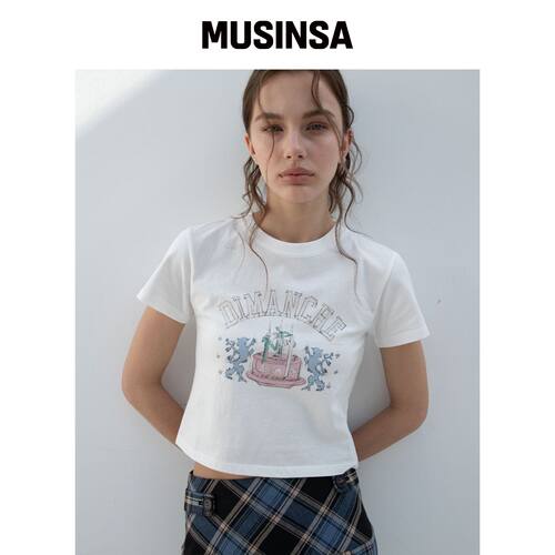 DIMANCHE PREPPY CAKE CROP T-SHIRT MUSINSA韩国官网直邮进口