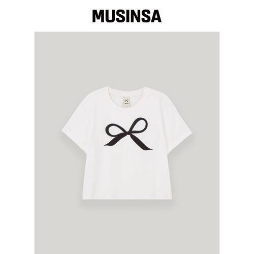 UBEIGE 蝴蝶结短袖T恤 (White)韩国官网直邮进口MUSINSA
