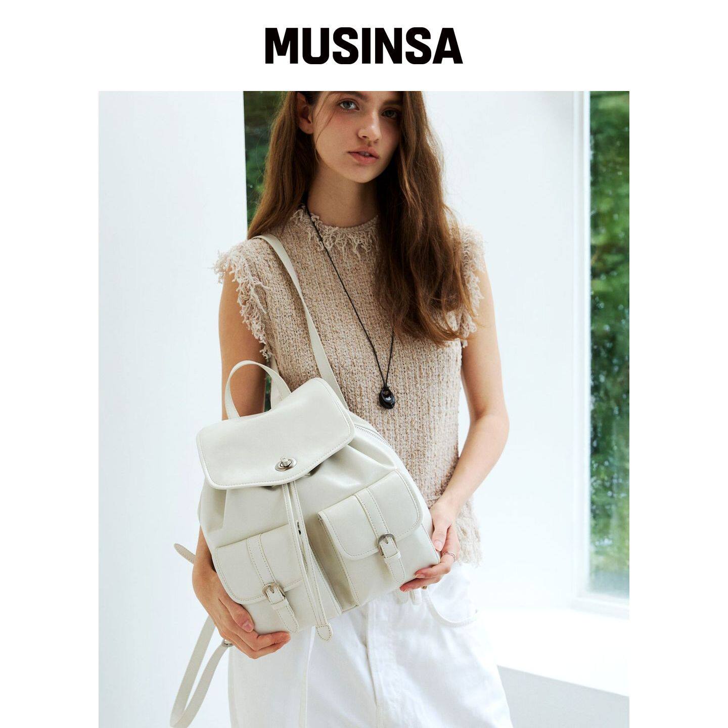MADENROLLS VINA BACKPACK 象牙色 MUSINSA韩国官网直邮进口