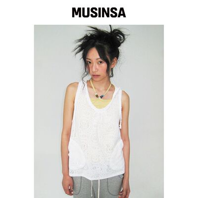 EXPIRED GIRL 米亚无袖连帽卫衣 象牙色 MUSINSA韩国官网直邮进口