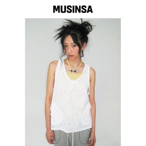 EXPIRED GIRL 米亚无袖连帽卫衣 象牙色 MUSINSA韩国官网直邮进口