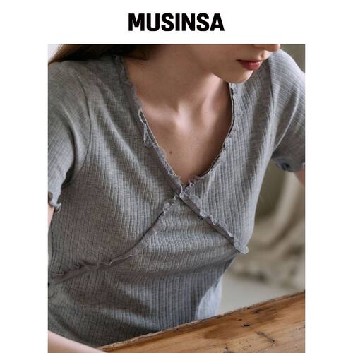ELLIOTI Arin蕾丝半袖T恤_3色 MUSINSA韩国直邮官方正品