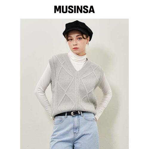 PLUNASTUDIO 阿尔帕卡针织马甲_灰色 MUSINSA韩国官网直邮进口