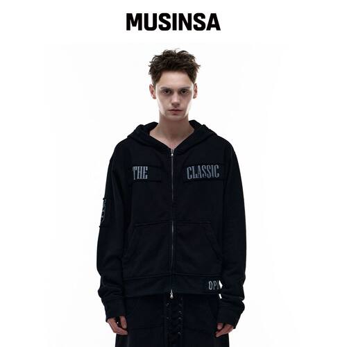 OPUS 0012 Op. 07 UNIF 连帽拉链外套 黑色 MUSI韩国官网直邮进口
