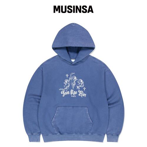 MAHAGRID WASHED ANGEL HOODIE BLUE(MG2ESMM405韩国官网直邮进口