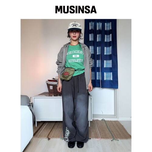 UNIVERSE GARMENT 喷染宽松卫裤_炭灰色 MUSINSA韩国官网直邮进口