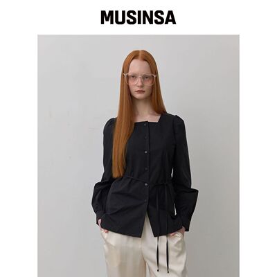 320SHOWROOM Rêve腰带衬衫黑色 MUSINSA韩国官网直邮进口