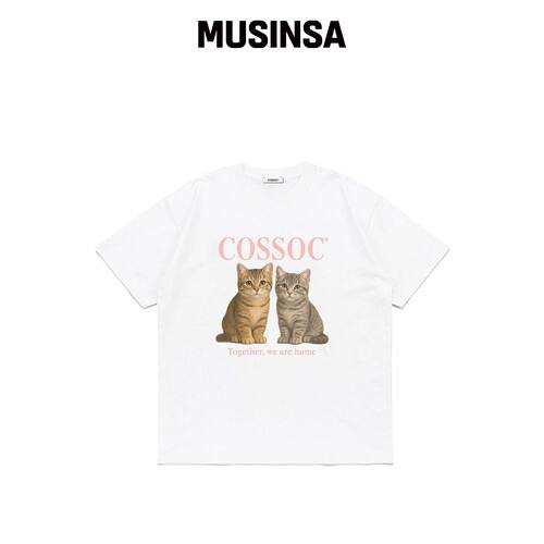 COSO 猫咪一起短袖T恤 (白色) MUSINSA韩国官网直邮进口