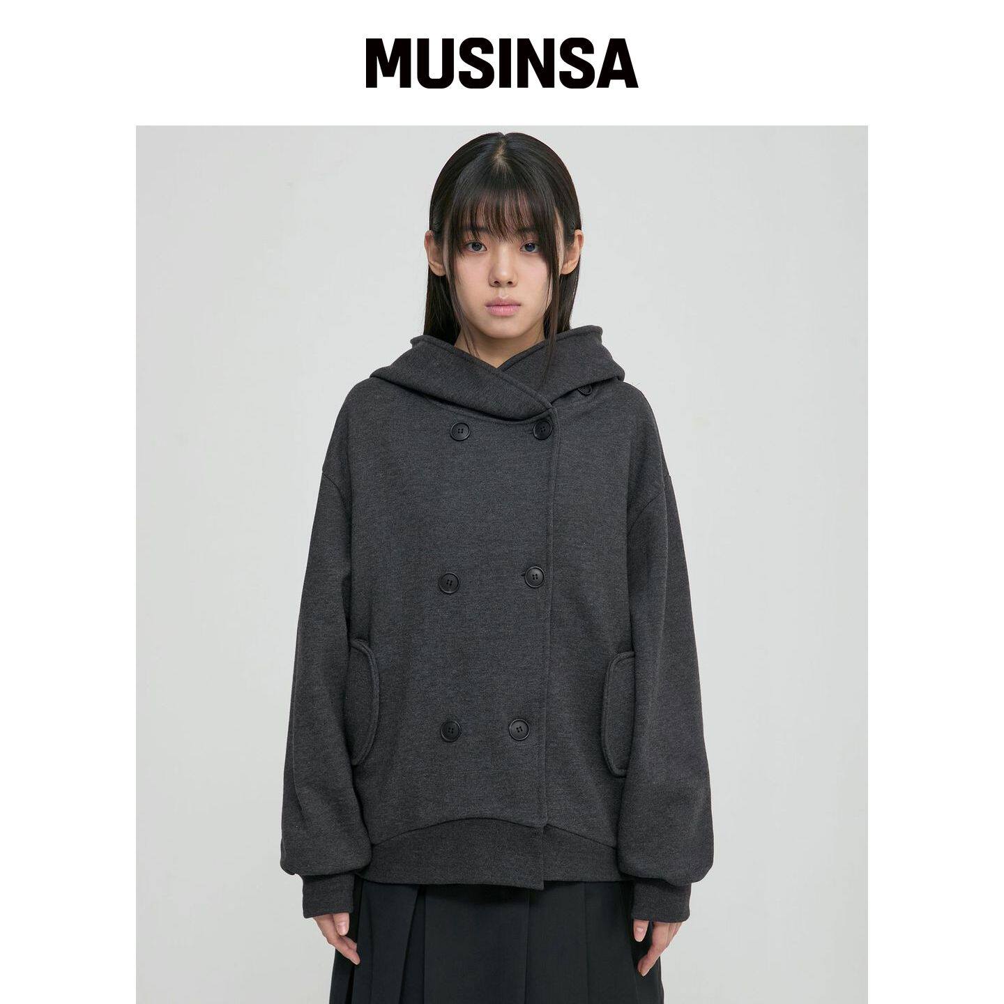 FLAREUP 双层连帽卫衣 (FL-101_炭灰色) MUSINSA韩国官网直邮进口