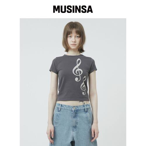 RETRIEVER CLUB 音乐短款T恤 [深灰色] MUSINSA韩国官网直邮进口